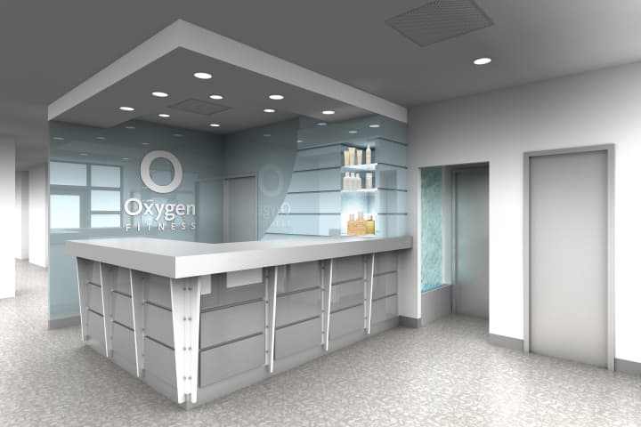 This is a rendering of the front desk at Oxygen Fitness, which will open in New Canaan on May 20. 