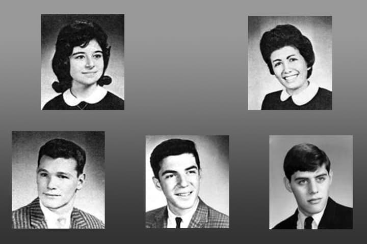 The Fox Lane Class of 1963 Reunion Committee (clockwise from top left): Bobbie Intrieri Walkley, Cheryl Ruocco Scala, Denis Weil,  Serafino Cambareri and Bernie OKane.