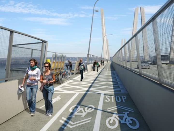 Rendering for new Tappan Zee Bridge that includes bike and walking path
