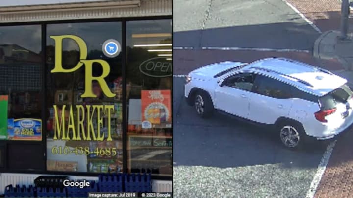 The DR Market, 698 Northampton Street in Easton, and suspect vehicle.