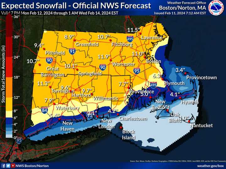 New Projected Snowfall Map These Spots In Massachusetts Now Expected