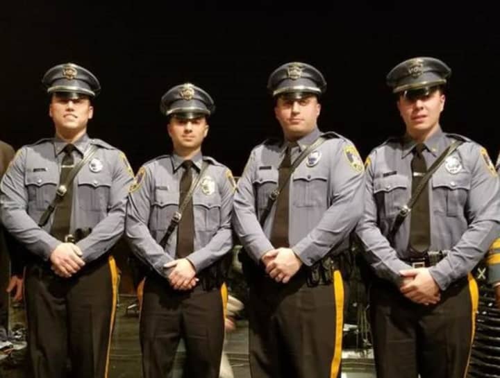 Police Officers Joseph Camilleri IV, Andres Morales, Attilio Dente and Anthony Davanzo graduated from the Bergen County Police Academy Wednesday.