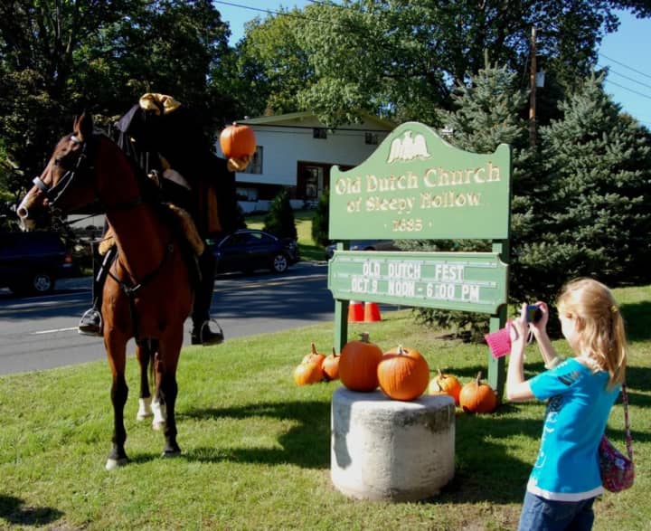 The Headless Horseman visits the Old Dutch Church Fest, which runs every weekend through October.