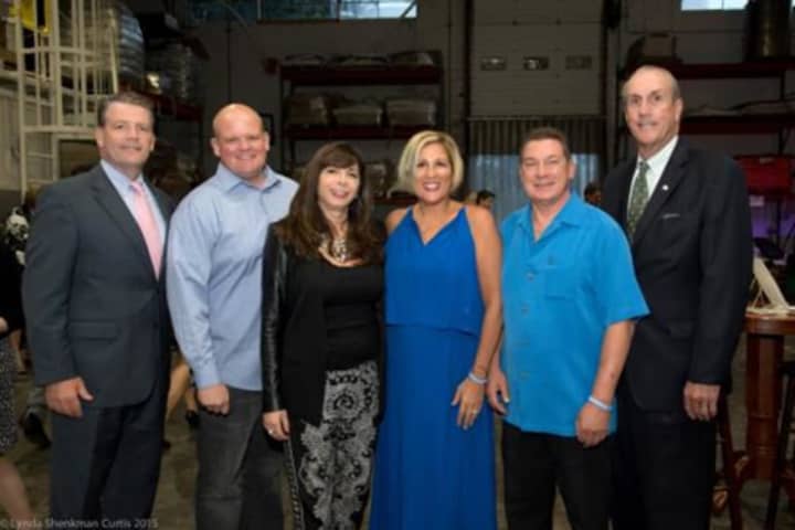 State Sen. Terrence Murphy, Autism Speaks Director of Field Development John-Anthony Bruno, Community Based Services CEO Vicki Sylvester, Augie’s Prime Cut owners Audrey Hochroth and Sal Barone, Westchester Deputy County Executive Kevin Plunkett.