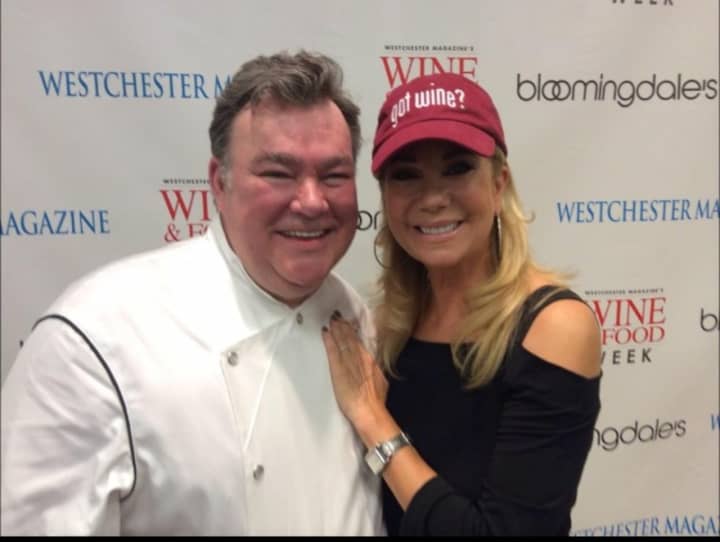 Kathie Lee Gifford, with Chef Peter X. Kelly at the Westchester Food + Wine Festival, will be showcasing her GIFFT wines at the kickoff of Greenwich Restaurant Week.