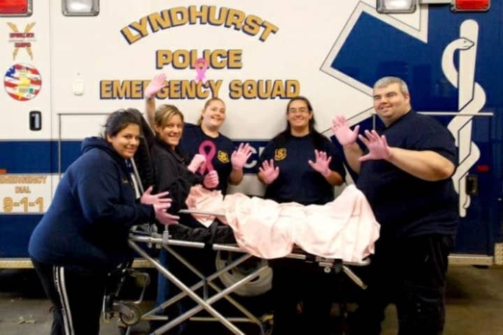 The Lyndhurst Police Emergency Squad fashioned pink gloves to raise awareness for breast cancer in October 2013.