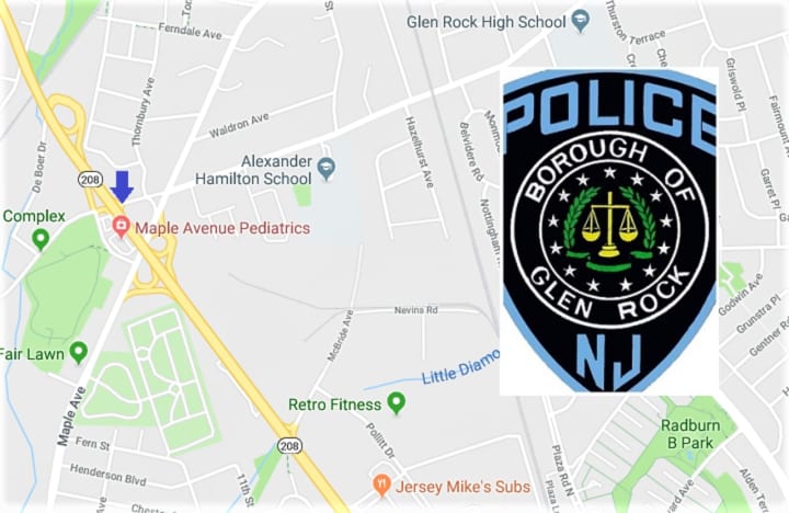 Officer T.J. Graziani pulled the car over on the southbound highway near Harristown Road for not maintaining a lane and having no visible rear license plate, Glen Rock police said.