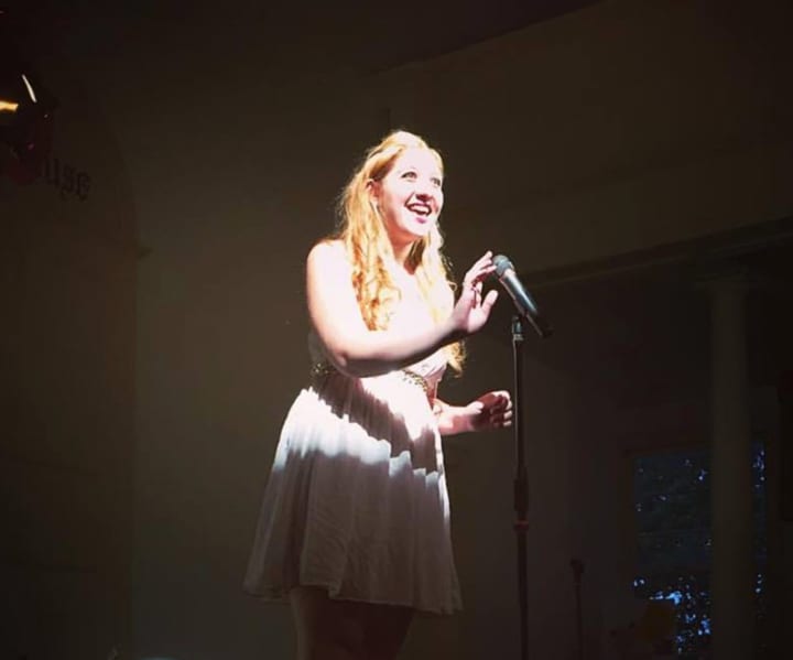 Student Sarah Daleo performs a solo at Spotlight Art’s Winter Wonderland Cabaret in New Fairfield.
