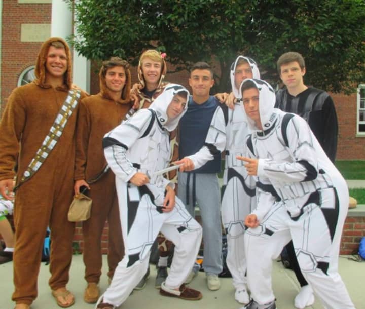 The boys opted for similar designs on Pajama Day.