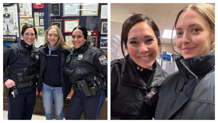 Amanda Seyfried and PPD officers of the 26th District.&nbsp;
