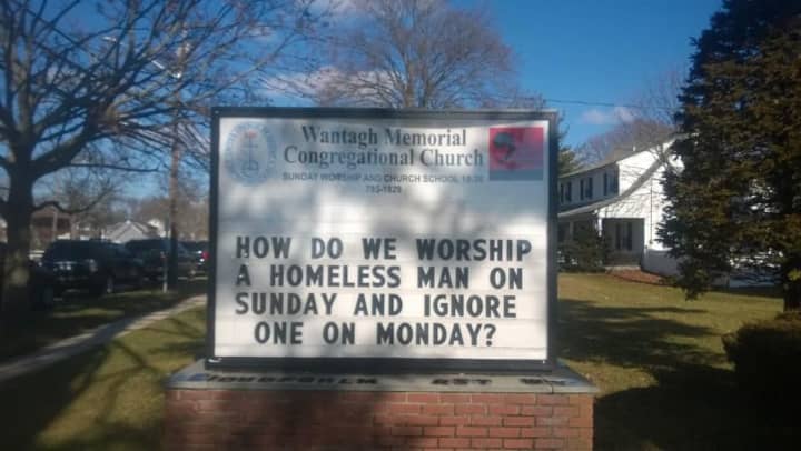 Wantagh Memorial Congregation Church’s Pastor Ron uses highly visible church signs to “preach to the street.” The signs have now gone viral on social media.