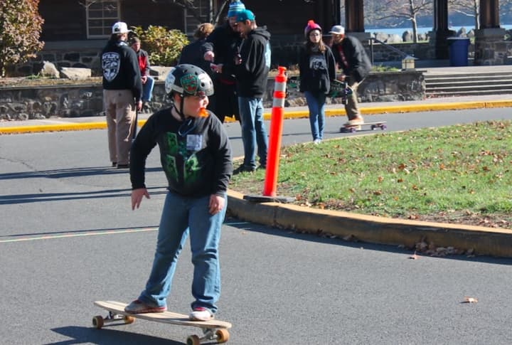 Longboard enthusiasts brought their boards to Fort Lee to ride and race in a sponsored event. 