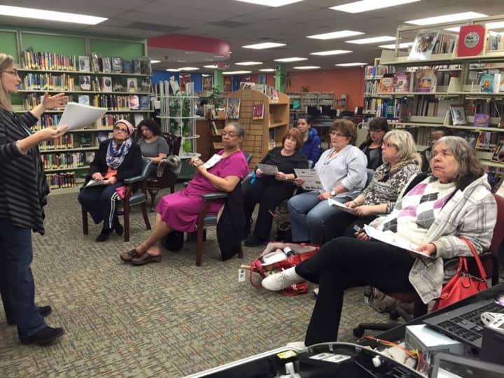 Brook Branch recently spoke at the Bogota Library about essential oils.