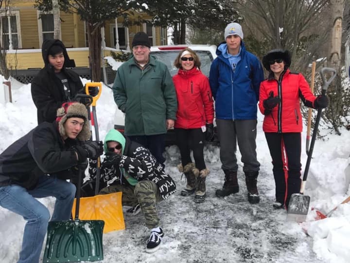 Volunteers pitched in to dig out a Mahwah senior citizen after snowstorm Stella.