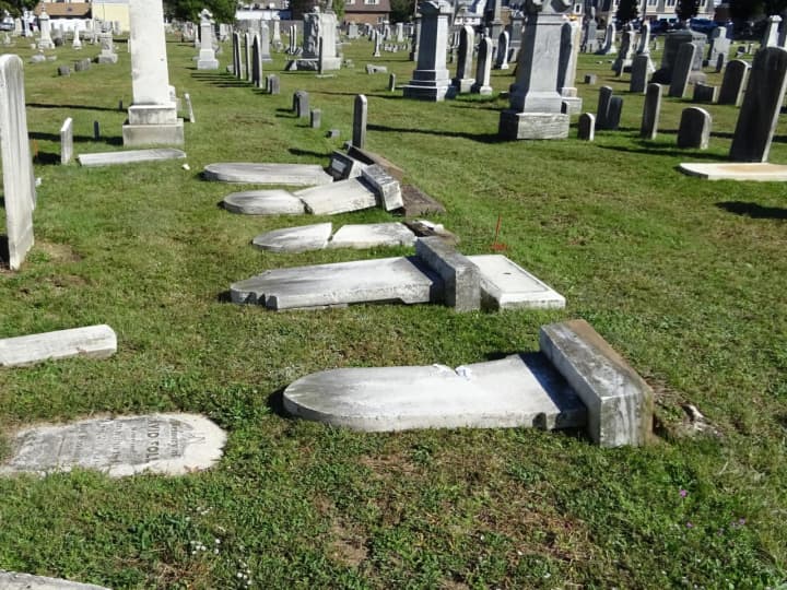 50 or so headstones, some more than 100 years old, were toppled in a Wyckoff cemetery.