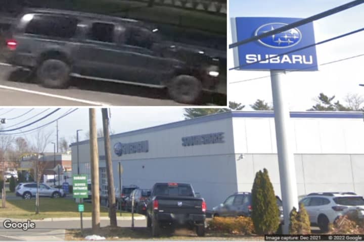 After stealing parts from a car parked along Sunrise Highway in Lindenhurst on April 10, the suspect fled in this SUV, according to Suffolk County Police.