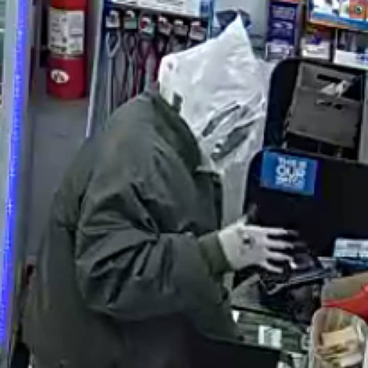 Police in Bucks County are seeking the public&#x27;s help identifying a man who wrapped himself in &quot;vanilla-scented&quot; white garbage bags while he robbed a local Sunoco gas station, early Friday morning, authorities said.