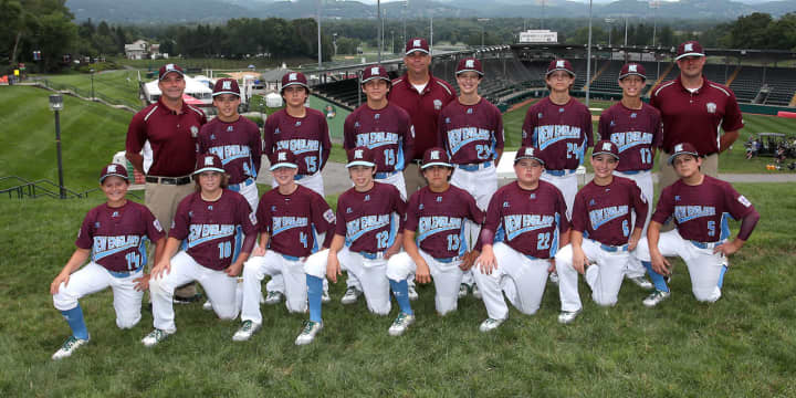 The Fairfield American team in the New England champion uniforms at the Little League World Series.