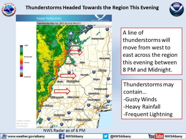 A look at the line of thunderstorms moving toward the Hudson Valley.