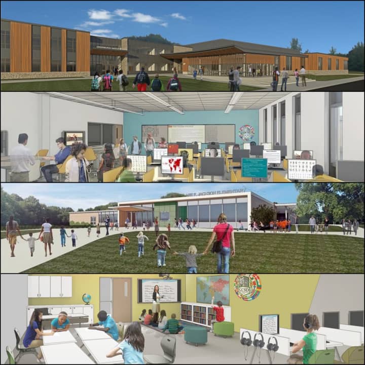 An artist&#x27;s rendering of potential spaces at the consolidated schools if the Capital Bond is approved in Greenburgh.
