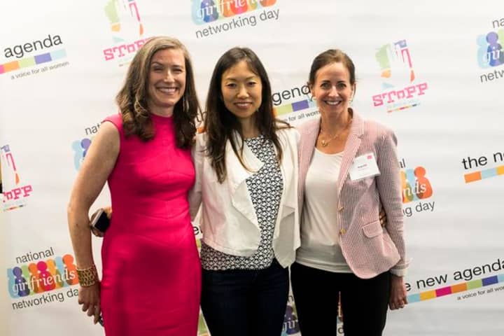 New Agenda Co-Founder Amy Siskind, left, with Panelist/Film Producer Amy Shin, center, and New Agenda VP Karen Gerringer at National Girlfriends Networking Day,