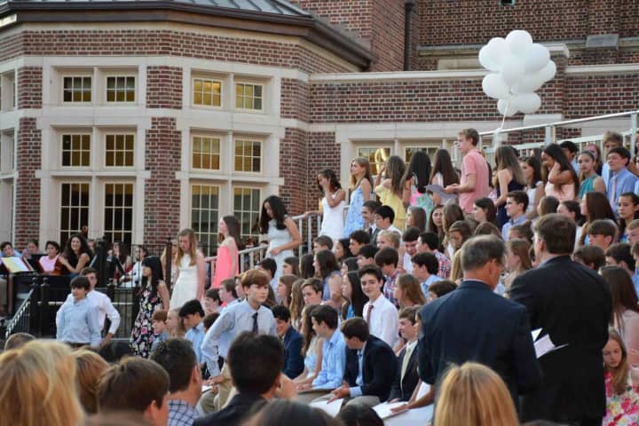 Bronxville Middle School eighth-graders celebrated the culmination of their hard work the last three years during a special moving up ceremony June 22.
