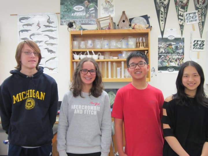 The four Scarsdale Middle School eighth-graders who qualified for the &quot;You Be The Chemist Challenge.&quot; From left, Adam Dickstein, Luna Graziottin, Curtis Chang and Amy Hu.