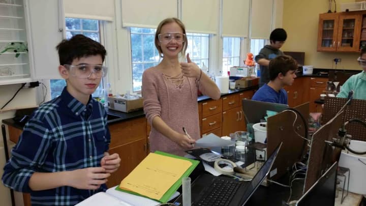 Bronxville Middle School students performed a series of laboratory experiments that required them to separate different substances during the annual “sludge” test.