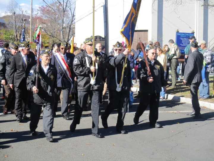 The village of Suffern vets march in last year&#x27;s Veterans Day parade.