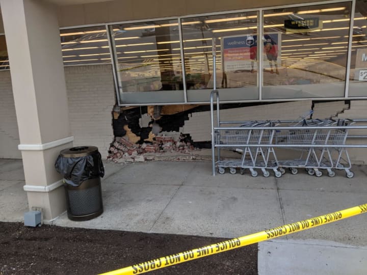 A vehicle drove into the front of the Rite Aid at the Mahopac Shopping Centre.