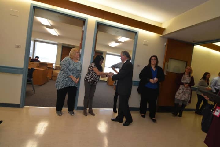 Rockland County Executive Ed Day welcomed county employees as they move into a new building.