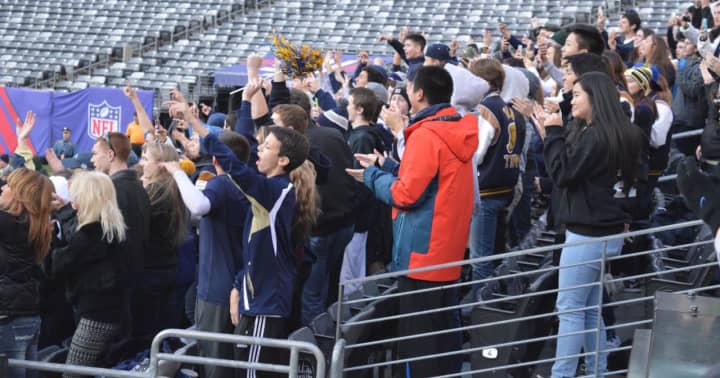 Old Tappan fans cheer as the final seconds tick off the clock for the football team&#x27;s state championship win over Wayne Hills Saturday, Dec. 5.