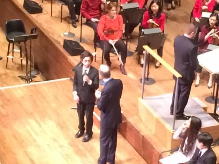 Eastchester eight grader Benjamin Araujo, 14, had his latest composition played by the New York Philharmonic Orchestra.