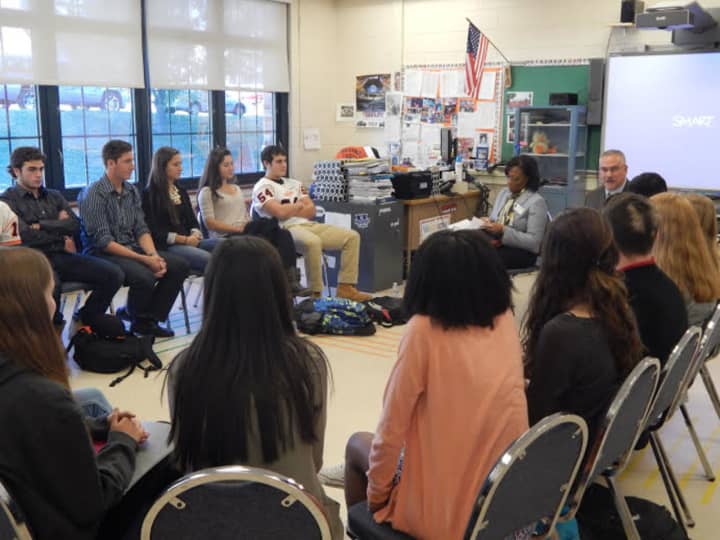 Members of the New York State Education Department met with Tuckahoe students.