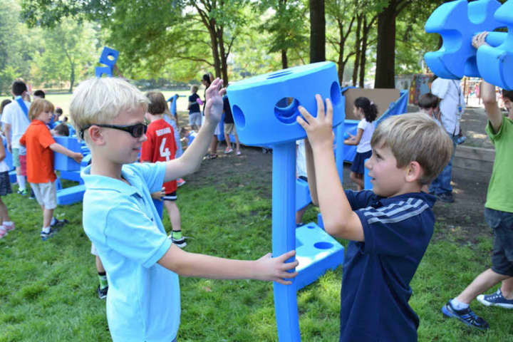Bronxville School District students playing in the &quot;Imagination Playground.&quot;