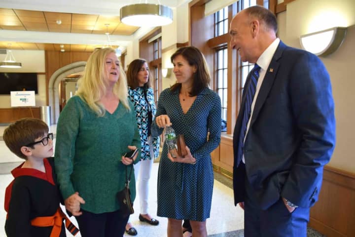 New Bronxville Schools Superintendent Roy Montesano met with members of the Bronxville community during a meet-and- greet reception.