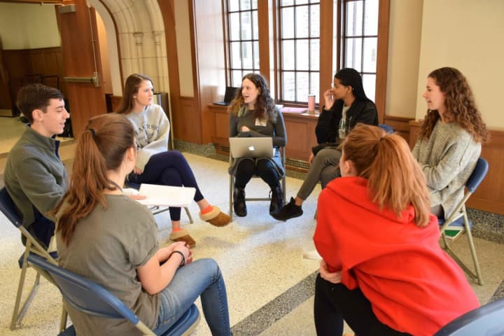 Bronxville High School students hosted a group of Sarah Lawrence College students to discuss a variety of volunteer opportunities in the area.