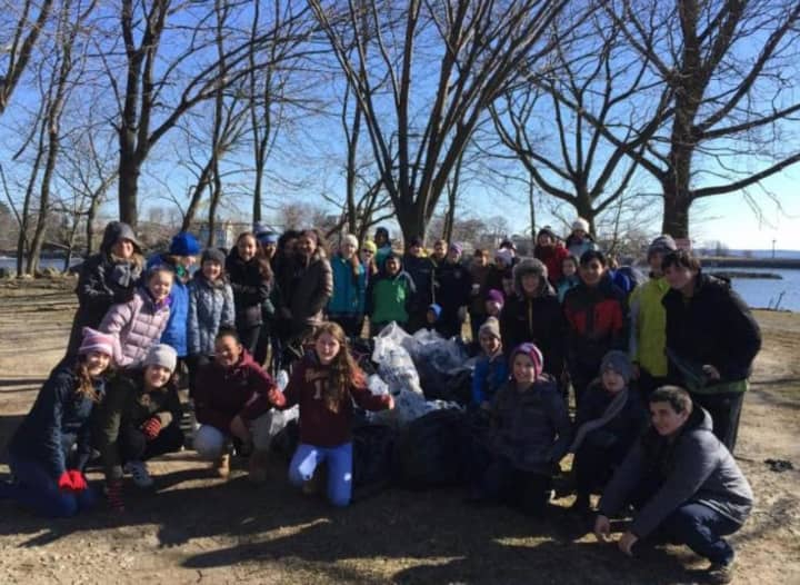 New Rochelle students volunteered during a day of service.