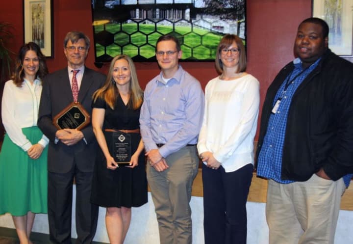 Bronxville Schools Superintendent David Quattrone and Director of Technology Jennifer Forsberg (far left) were among the honorees for implementing tech improvements in the district.
