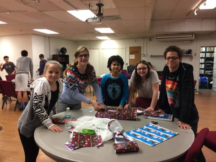 Members of the Village Lutheran Church Youth Group participating in a night of community service.