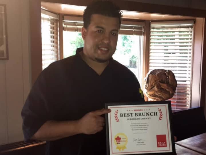 Chef David &quot;Davey&quot; Morales of Twisted Elm in Elmwood Park accepts the DVLicious award for Bergen&#x27;s &quot;Best Brunch.&quot;