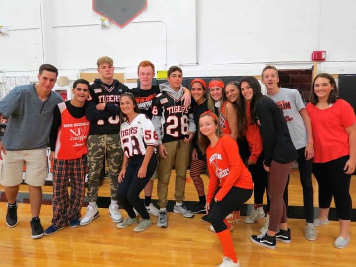 Croton-Harmon High School students wore orange and black to celebrate their school spirit during the annual pep rally.
