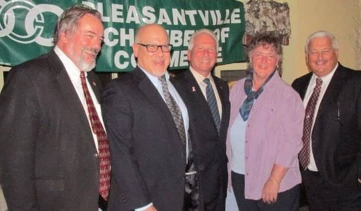 The 2015 Pleasantville Chamber honorees: Bob Camilli, Graeme Goldstein, Doris Sharp