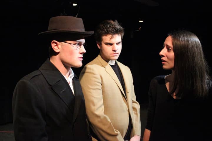 Sean Larson of Fairfield, center, stars in Theatre Fairfield&#x27;s &quot;Pack of Lies.&quot;