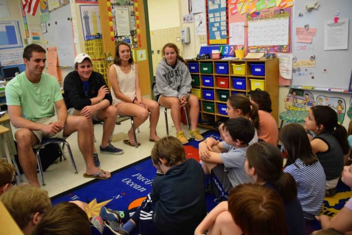 Bronxville High School student-athletes talked with elementary school students about the significance of good sportsmanship, hard work and character education during the annual “Meet the Athlete Day.”