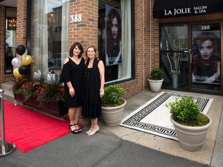 Cheryl Van Voorhies, left and Toni Ann Lupinacci-McClenny, right, of La Jolie Salon, Color Bar, Spa in Stamford.
