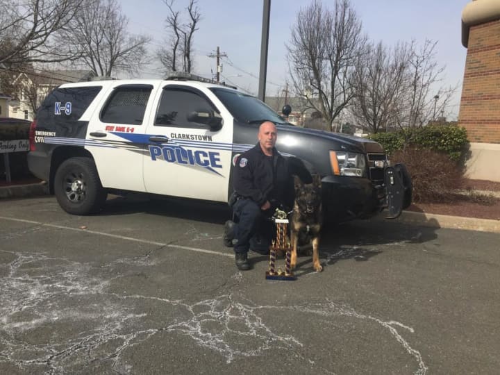 Clarkstown Police K9 Taz and Officer Michael Keane took first place on Tuesday in the United States Police Canine Association Region 7 Narcotics Certification.