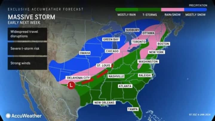 The second storm system, which will unleash heavy rain and damaging winds, is expected to arrive on Tuesday, Jan. 9.