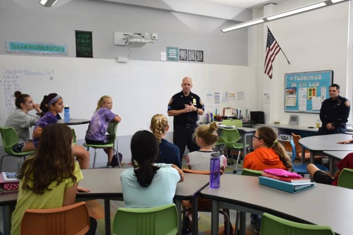 Bronxville Middle School students welcomed Bronxville Police Department Sergeant William Carroll and Officer Michael Lewis to their school to discuss the importance of keeping their digital lives safe.