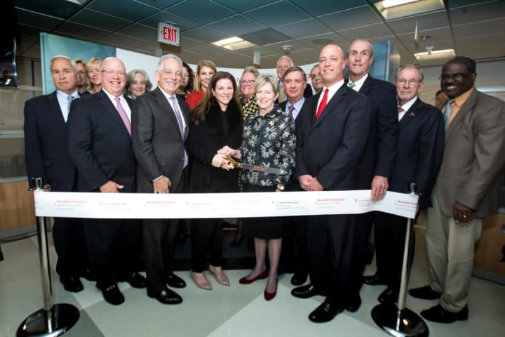 Dozens showed up at the ribbon cutting ceremony to celebrate the opening of the $65 million Cancer Center at NYP Lawrence Hospital in Bronxville.